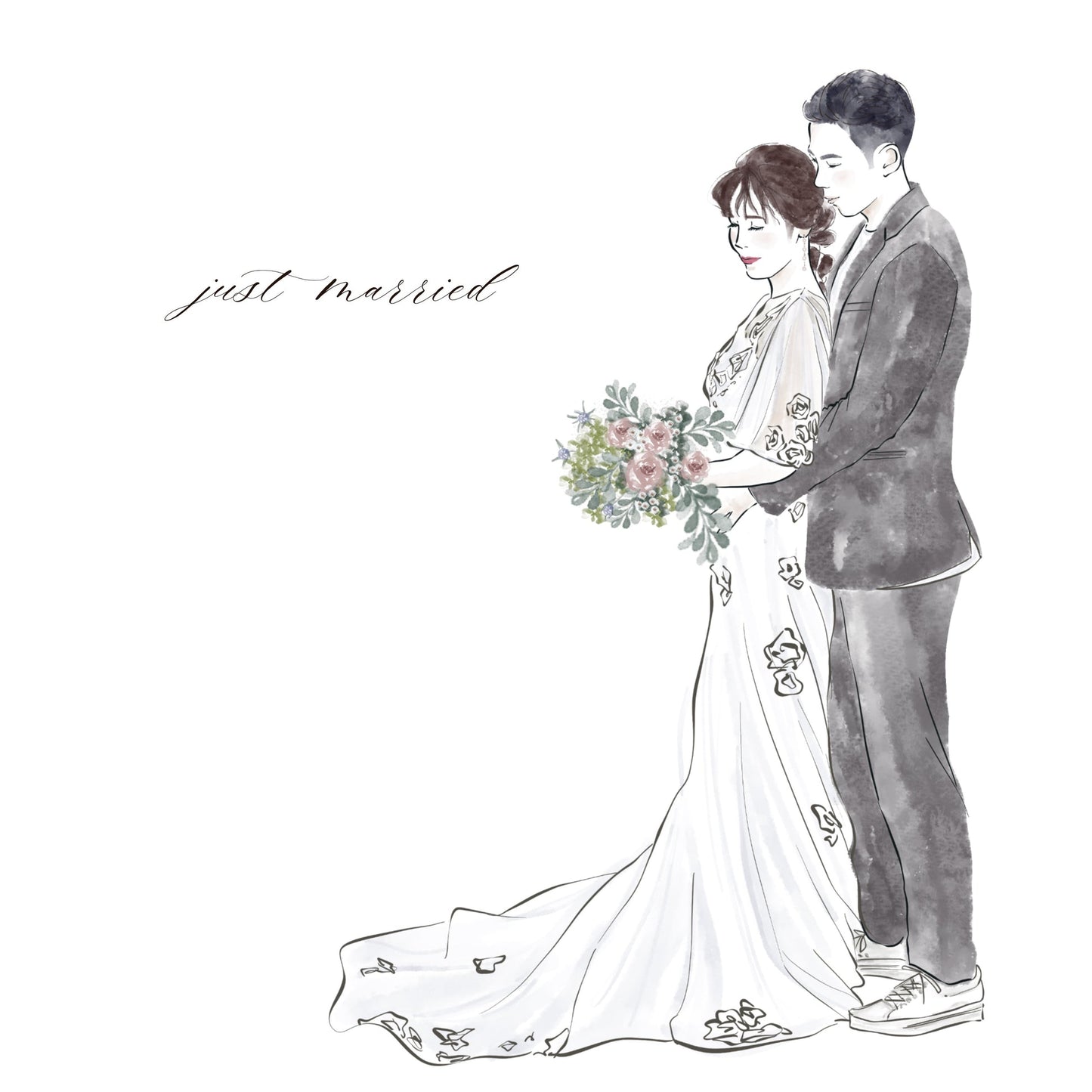 Custom Wedding Couple Portrait Illustration | Custom Digital Portrait Illust