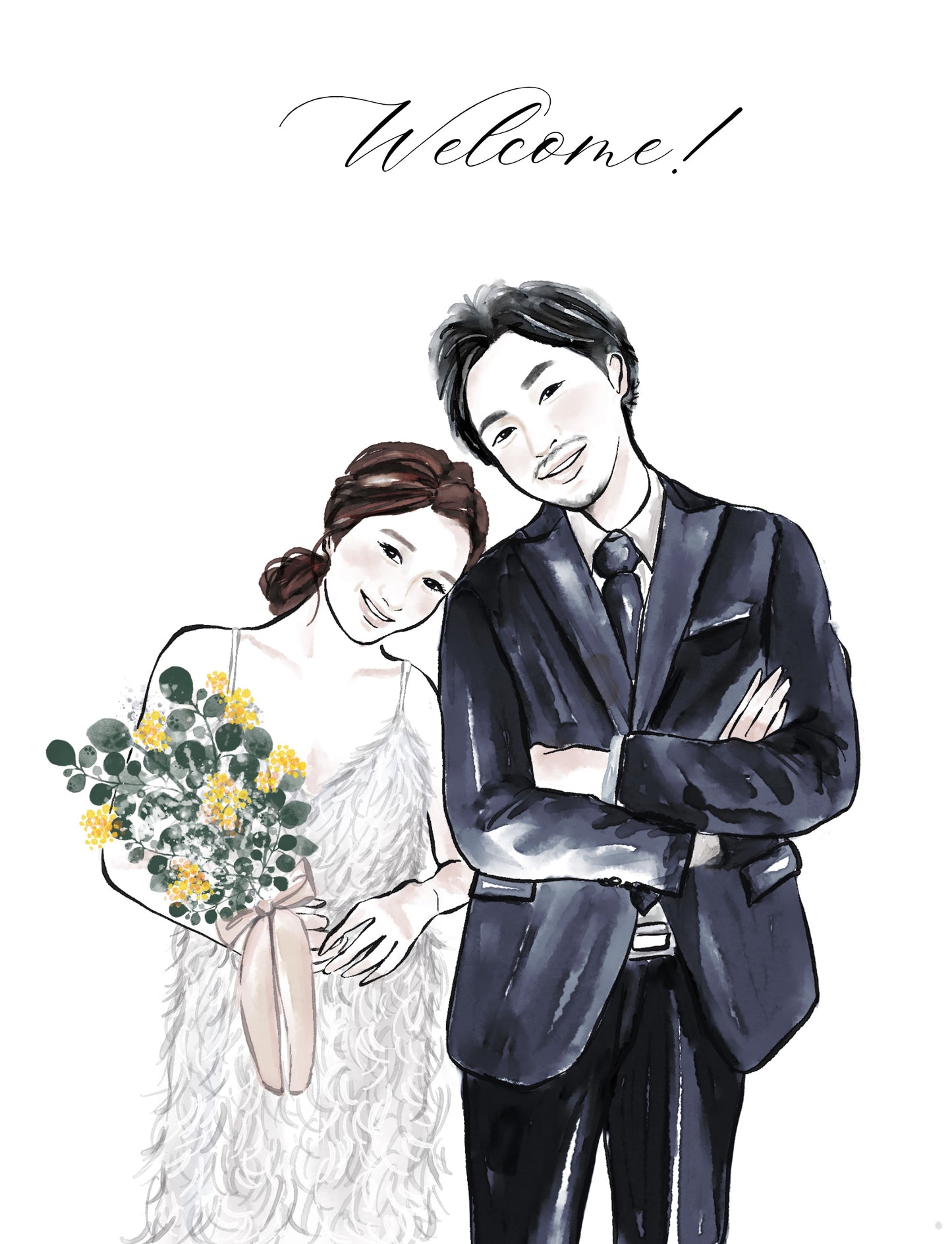 Custom Wedding Couple Portrait Illustration | Custom Digital Portrait Illust