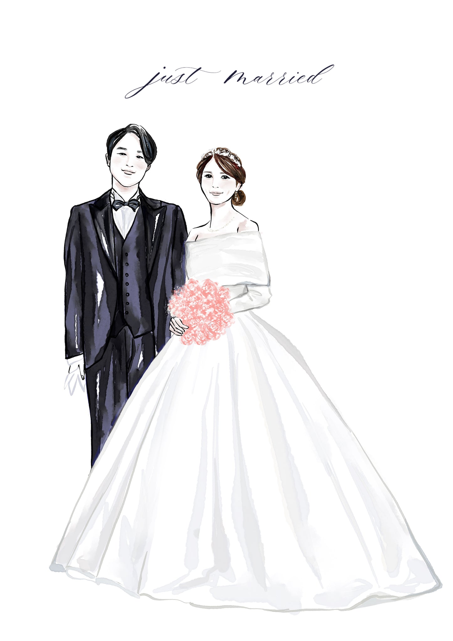 Custom Wedding Couple Portrait Illustration | Custom Digital Portrait Illust