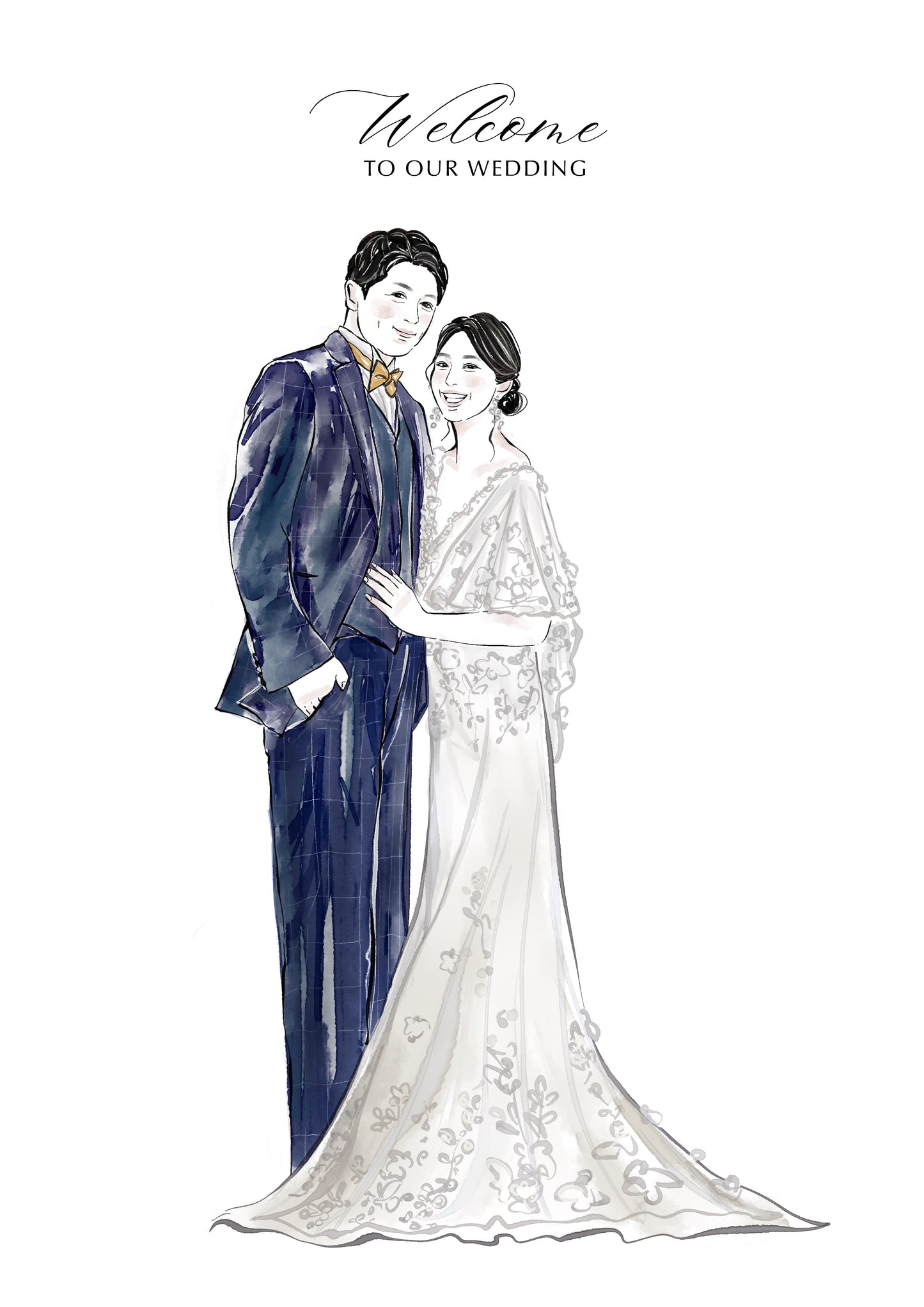 Custom Wedding Couple Portrait Illustration | Custom Digital Portrait Illust