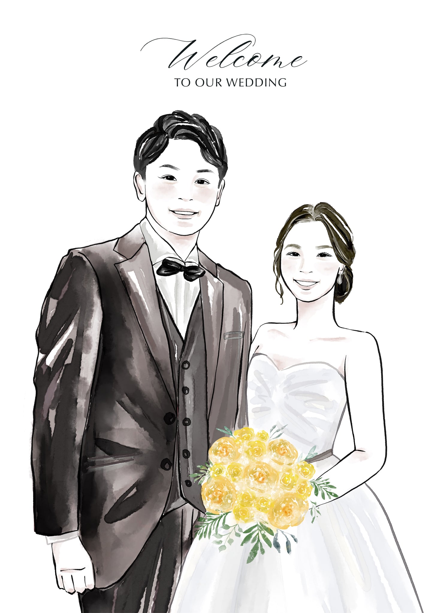Custom Wedding Couple Portrait Illustration | Custom Digital Portrait Illust
