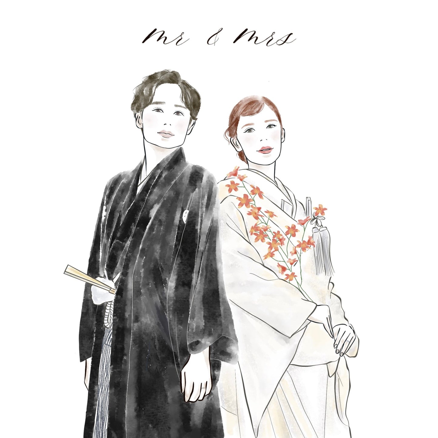 Custom Wedding Couple Portrait Illustration | Custom Digital Portrait Illust