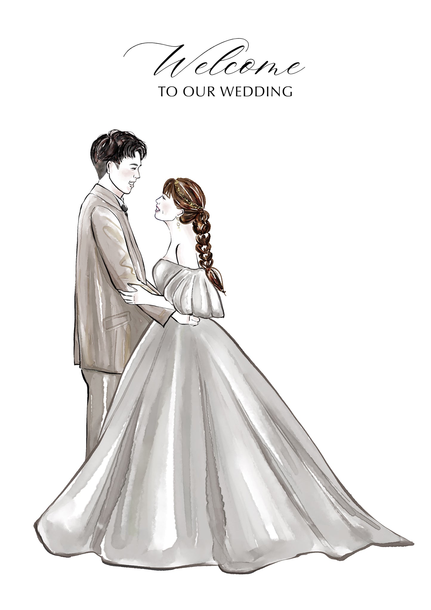 Custom Wedding Couple Portrait Illustration | Custom Digital Portrait Illust