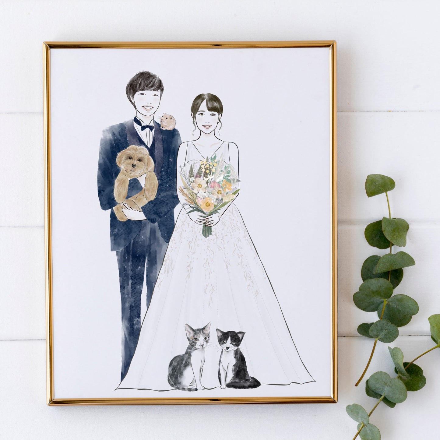 Custom Wedding Couple Portrait Illustration | Custom Digital Portrait Illust