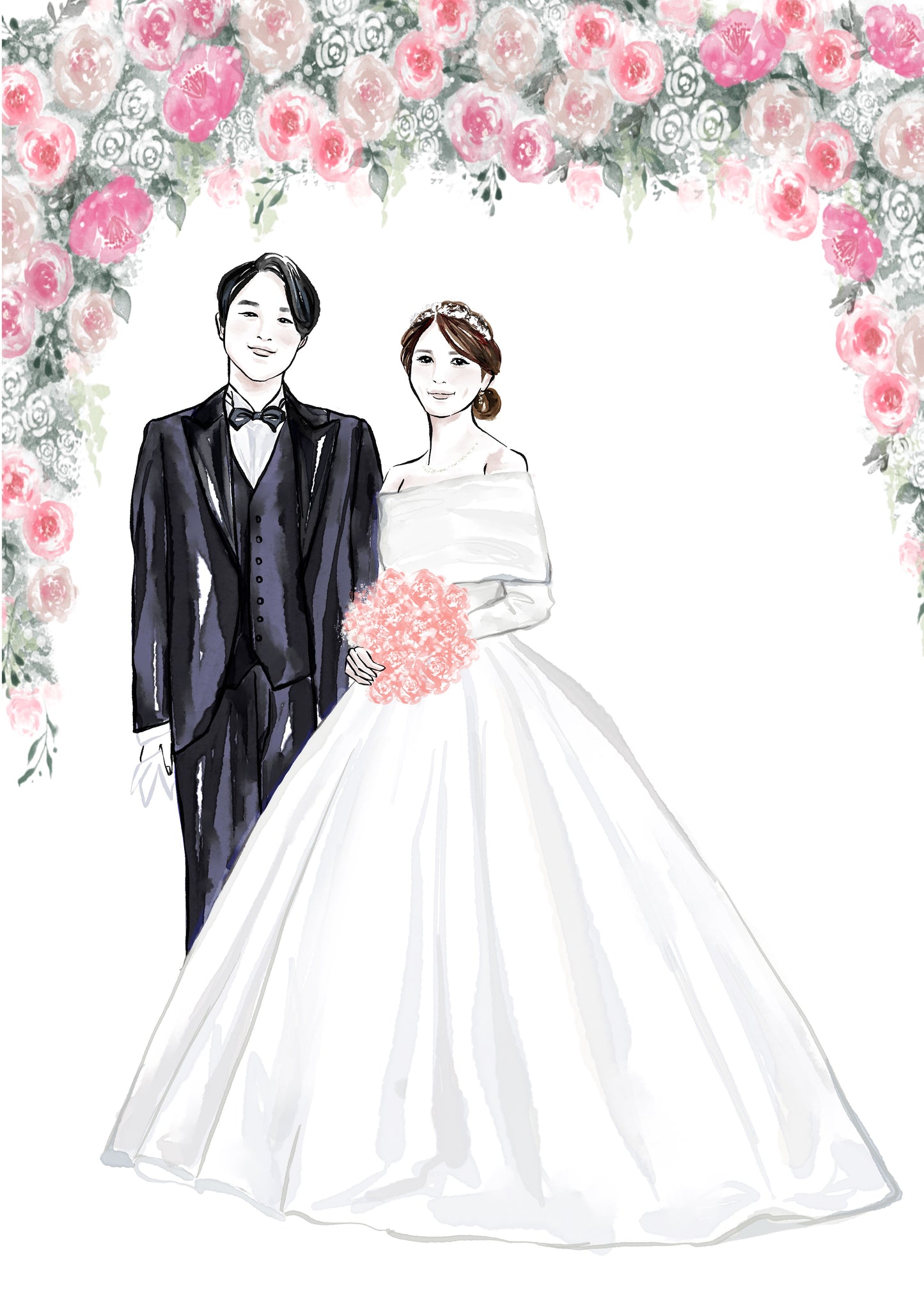 Custom Wedding Couple Portrait Illustration | Custom Digital Portrait Illust