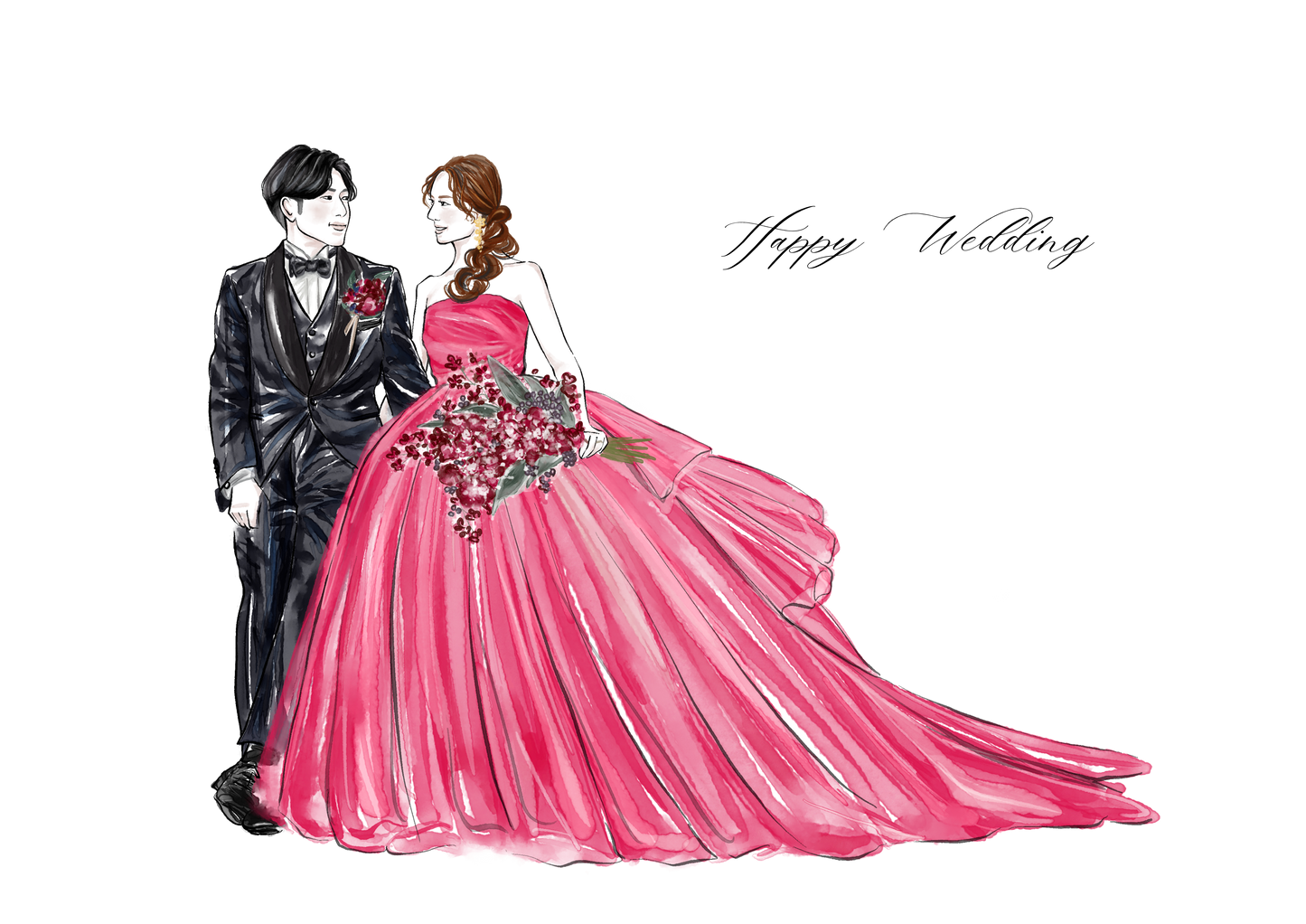 Custom Wedding Couple Portrait Illustration | Custom Digital Portrait Illust