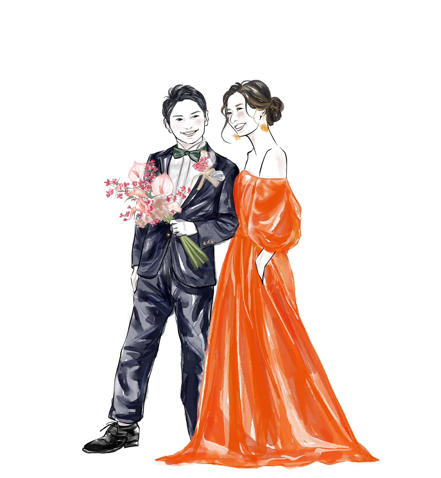 Custom Wedding Couple Portrait Illustration | Custom Digital Portrait Illust