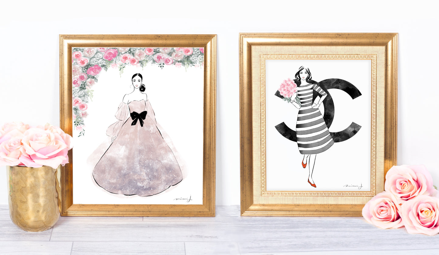 Chanel with Peonies by mimiJ｜Art Print