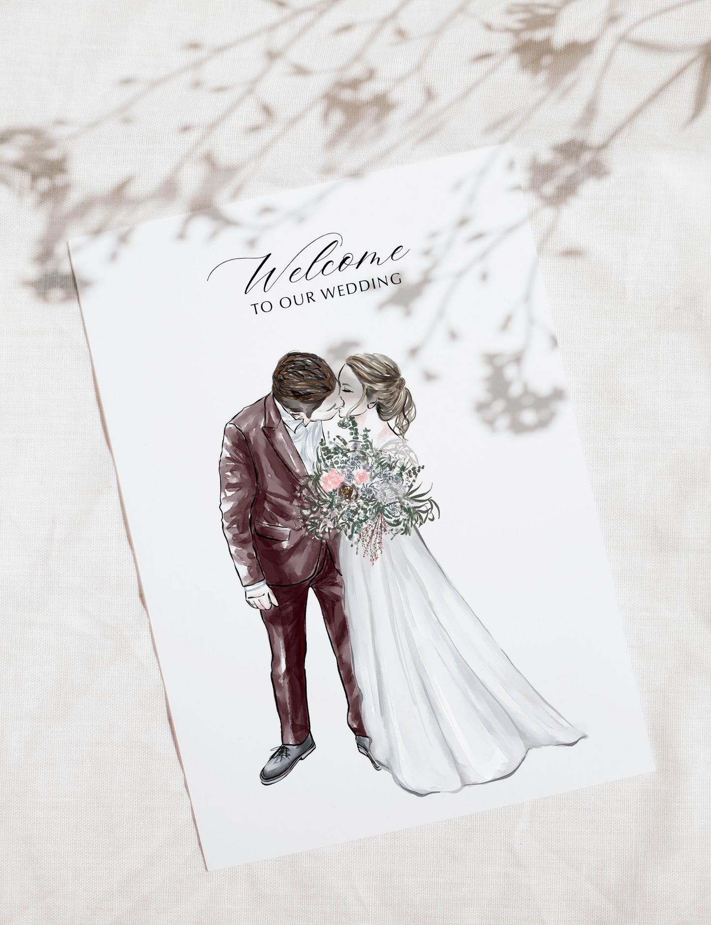 Custom Wedding Couple Portrait Illustration | Custom Digital Portrait Illust